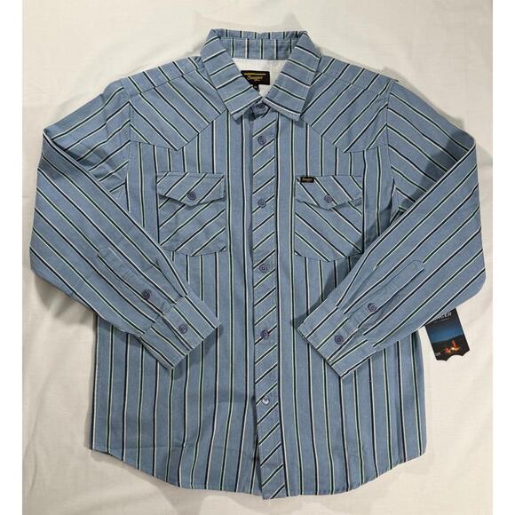 Seager Co. Amarillo Shirt Men's M Steel Blue Stripe Long Sleeve Western Cotton - Picture 2 of 9